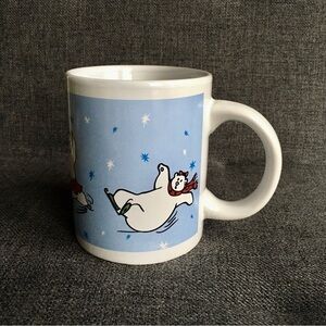 Ice Skating Bears Coffee Mug, Blue, White, 12 oz